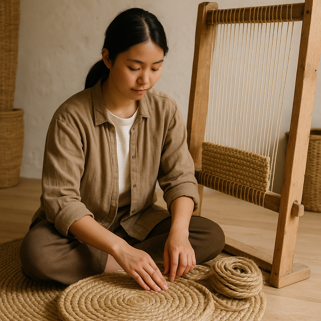 OwlMBee artisan weaving jute rug