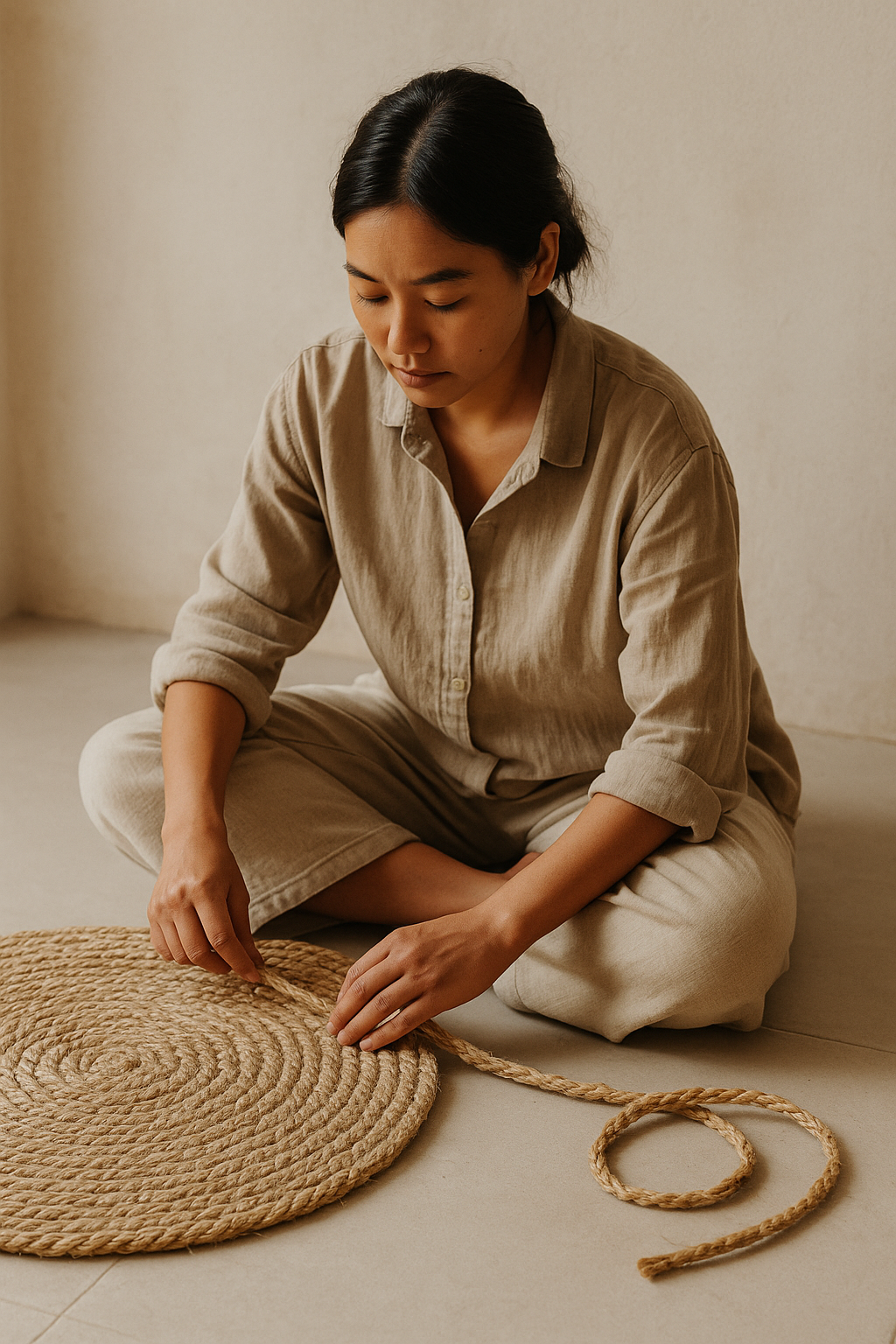 OwlFern artisan weaving jute rug